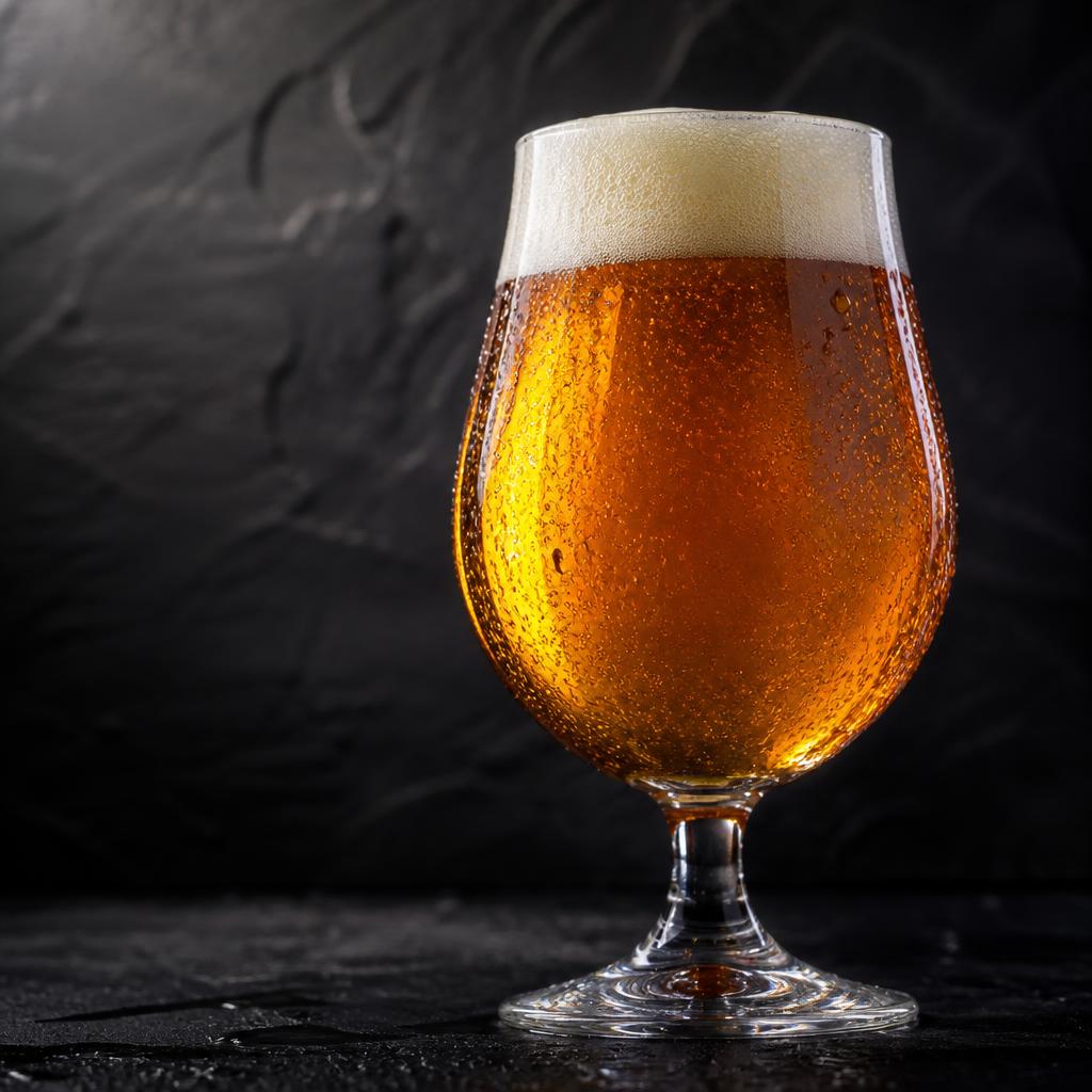 Copo de cerveja artesanal gelado com espuma cremosa