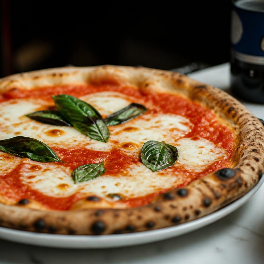 Pizza napolitana gourmet sendo retirada do forno